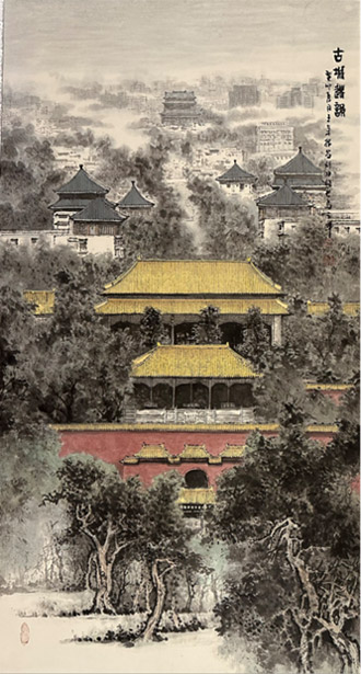 王余根博士经典建筑画《古城遗韵》